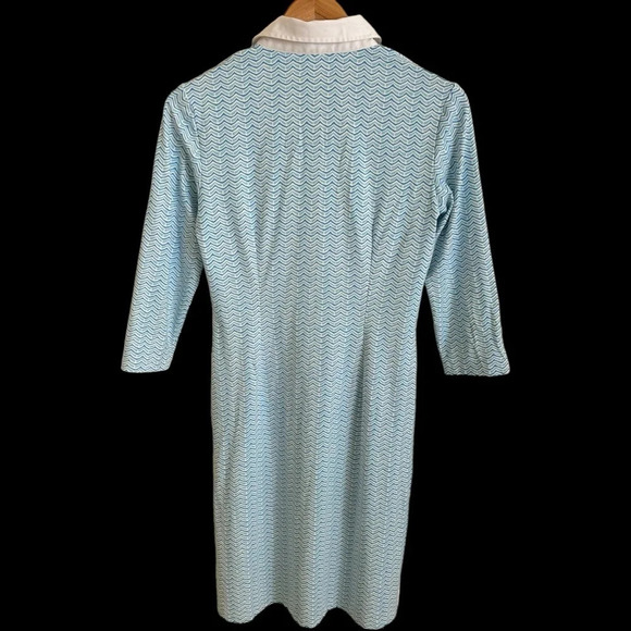 J McLaughlin size XS Blue Wave Catalina Cloth Collar Dress Travel Stretchy - Picture 2 of 6
